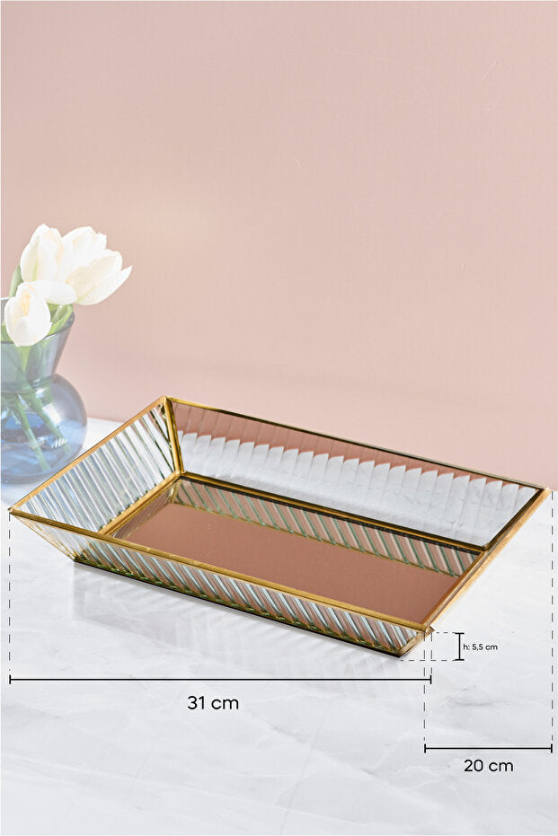 Elegant Mirrored Serving Tray - 31x20 cm