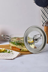 Silver Lid Glass Pot - 2.5L Capacity, 20x11 cm