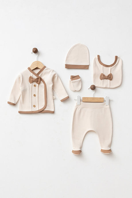 Baby Bow Tie 100% Cotton 5-Piece Newborn Hospital Exit Set