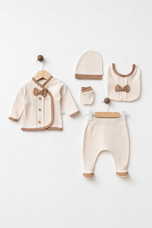 Baby Bow Tie 100% Cotton 5-Piece Newborn Hospital Exit Set