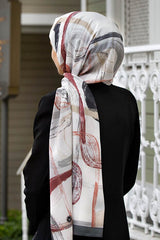 Luxury Medina Silk Scarf - Cream Grey