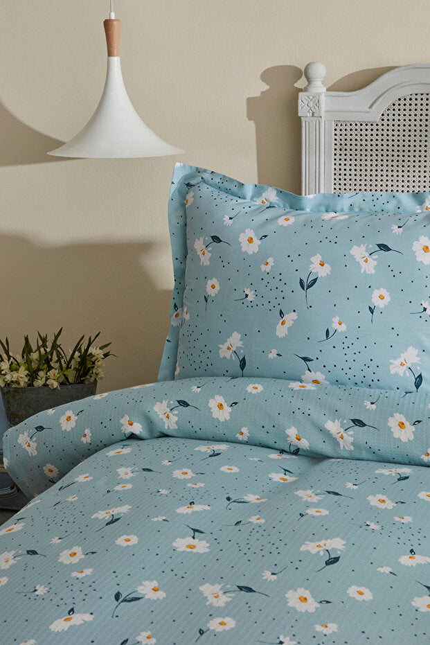 Daisy 100% Cotton Double Pique Bedding Set - Mint