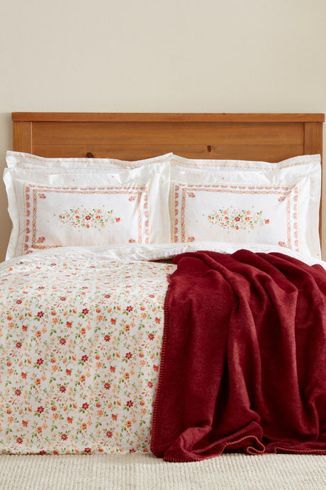 Cecile Double Floral Cotton Duvet Cover & Blanket Set