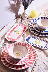 Lemon-Themed 8-Piece Dinner Set for Two - Ceramic Tableware