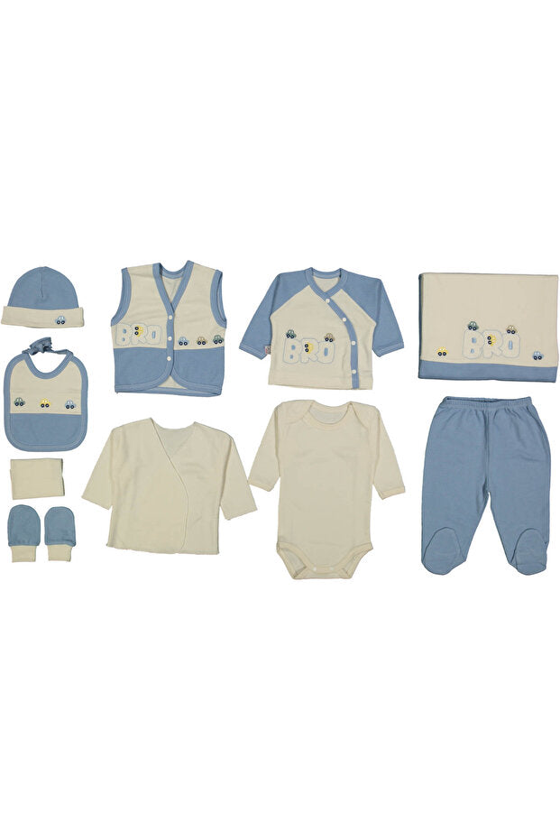 Baby Car & BRO Embroidered 10-Piece Newborn Hospital Outfit Set