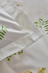 Herbal 100% Cotton Double Duvet Cover & Pique Set - White