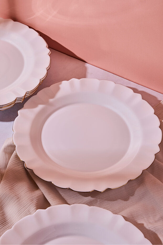 Elegant Opal Serving Plate - 26.5 cm Scalloped Design