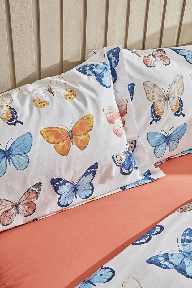 Danny 100% Cotton Double Duvet Cover Set - Butterfly Pattern