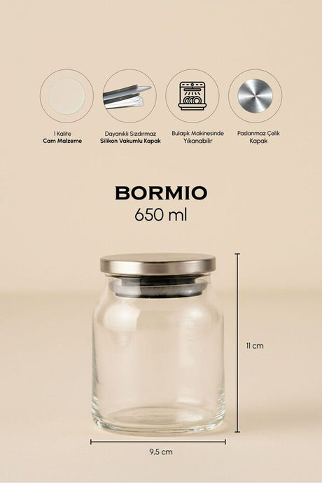 650ml Glass Storage Jar with Metal Lid for Kitchen & Pantry