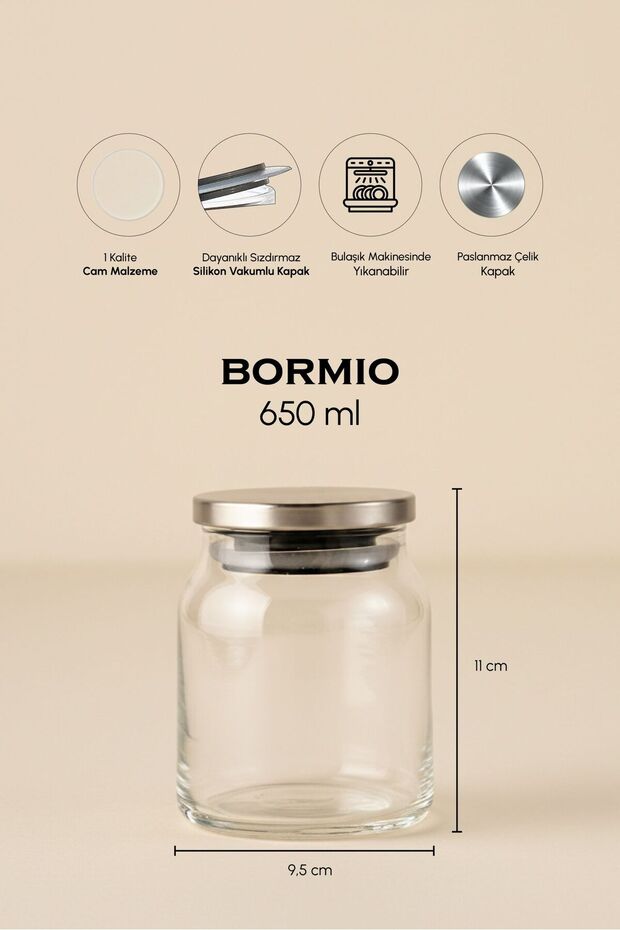 650ml Glass Storage Jar with Metal Lid for Kitchen & Pantry