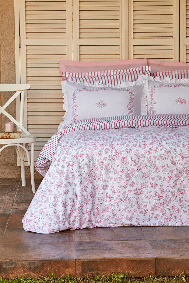 Versay Double Percale Duvet Cover Set - Pink, 100% Cotton