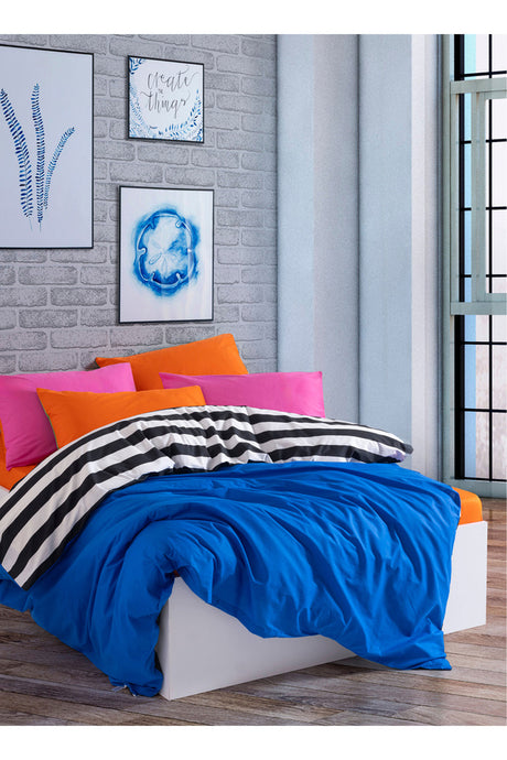 Popping Colors Double Duvet Cover Set - 4 Piece Dusk Blue