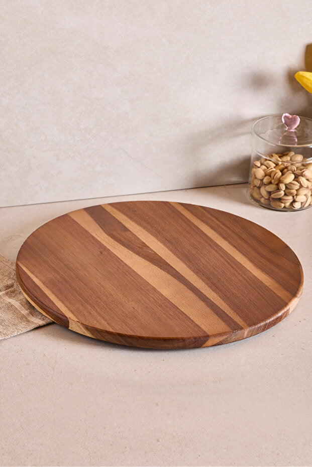 36 cm Acacia Wood Round Serving Board for Pizza & Cake