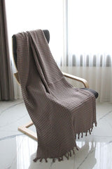 Cotton Waffle Throw - 130x170 cm with Fringes