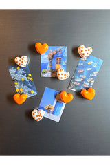 8 Piece Heart Refrigerator Magnets - Decorative Set