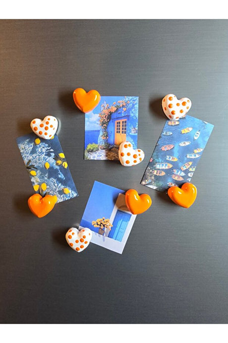 8 Piece Heart Refrigerator Magnets - Decorative Set