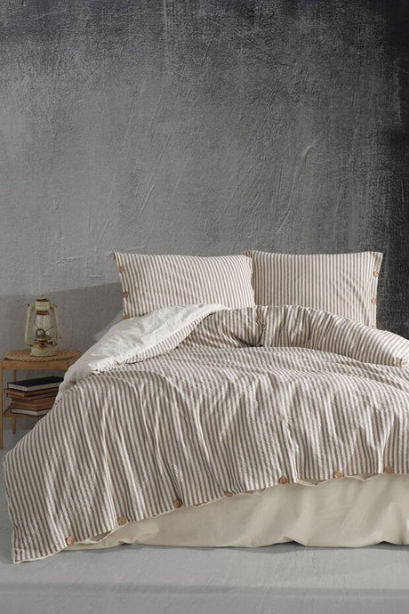 Chance 100% Cotton Striped Double Duvet Cover Set 200x220cm