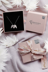 925 Sterling Silver Angel Wing Heart Necklace - Personalized Names