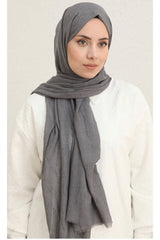 Dark Grey Bamboo Crushed Shawl - Lightweight & Soft