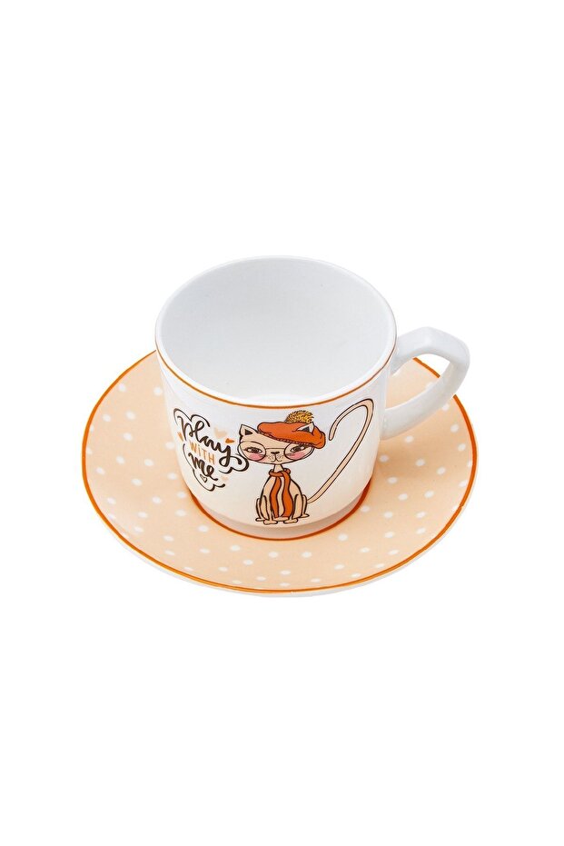 Fancy Cat 2-Person Porcelain Coffee Cup Set - 80ml - TryAladdin
