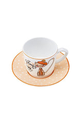 Fancy Cat 2-Person Porcelain Coffee Cup Set - 80ml