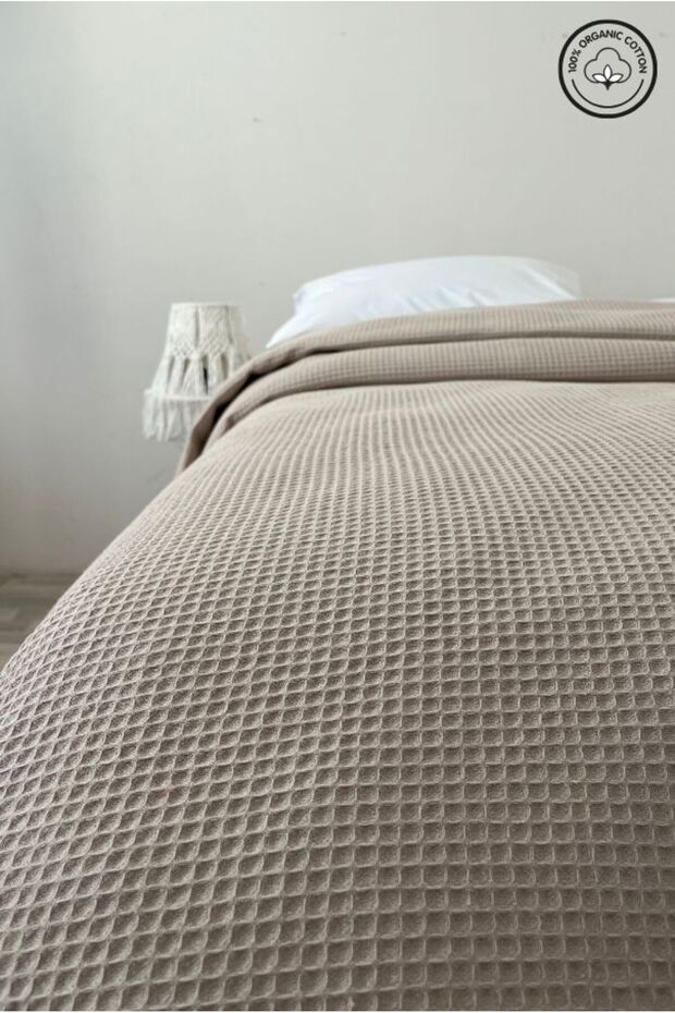 100% Organic Cotton Waffle Weave Single Bedspread 160x230cm