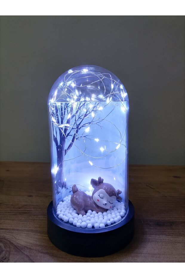 Enchanted Sleeping Deer Lighted Cloche - Romantic Home Decor Gift
