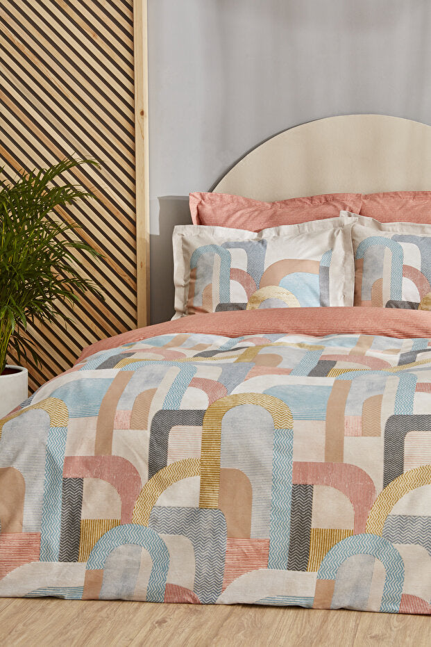 Sava 100% Cotton Single Duvet Cover Set - Modern Abstract Design