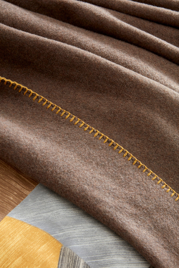 Bertin Double Cotton Duvet Cover & Blanket Set - Brown