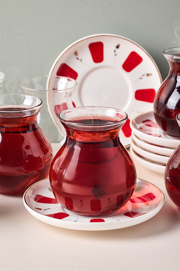 12-Piece Glass Tea Set - 6 Person, 210ml Capacity