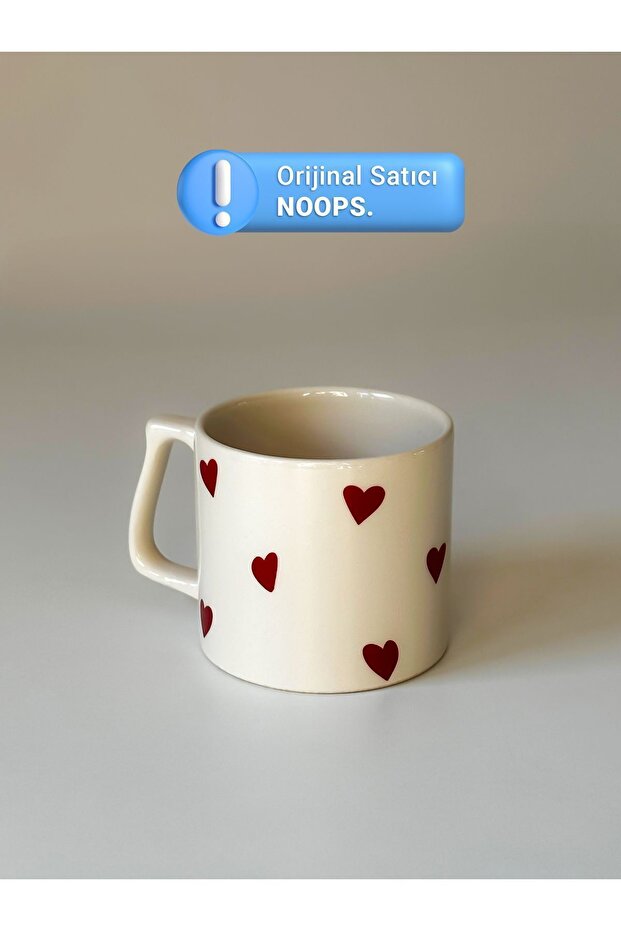 Red Heart Pattern Ceramic Coffee Mug