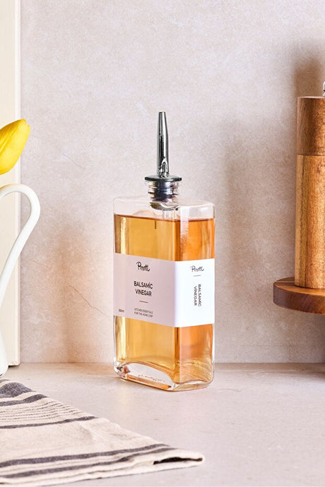 350ml Glass Oil & Vinegar Dispenser Bottle with Silver Pour Spout