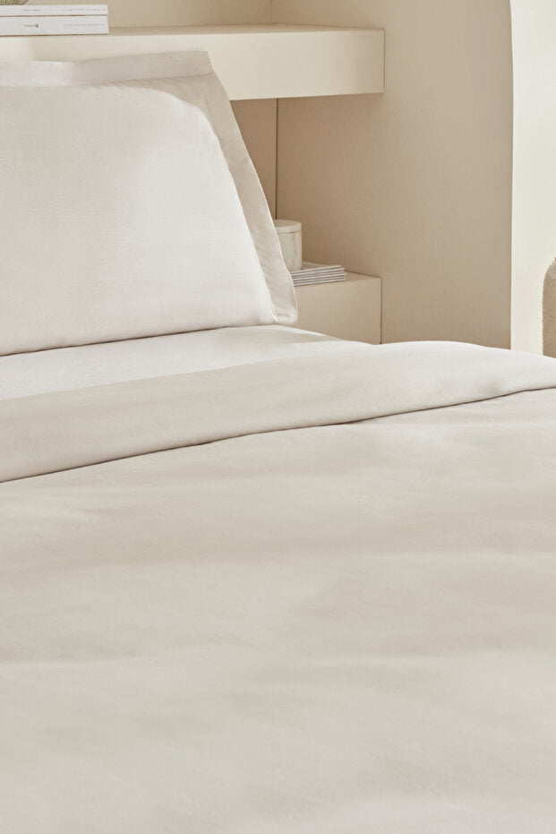 Lavin 100% Cotton Double Duvet Cover Set - Beige