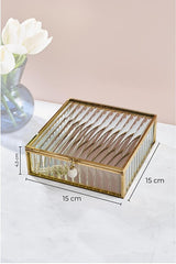 Elegant Glass & Metal Decorative Gift Box - 15x15x4.5cm