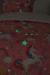 Unicorn 100% Cotton Double Duvet Cover Set - Magical Glow