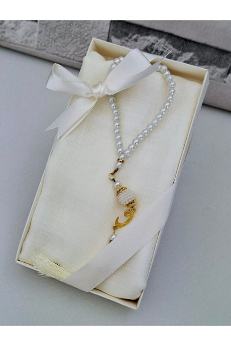 Elegant Headscarf & Pearl Rosary Gift Set - Boxed