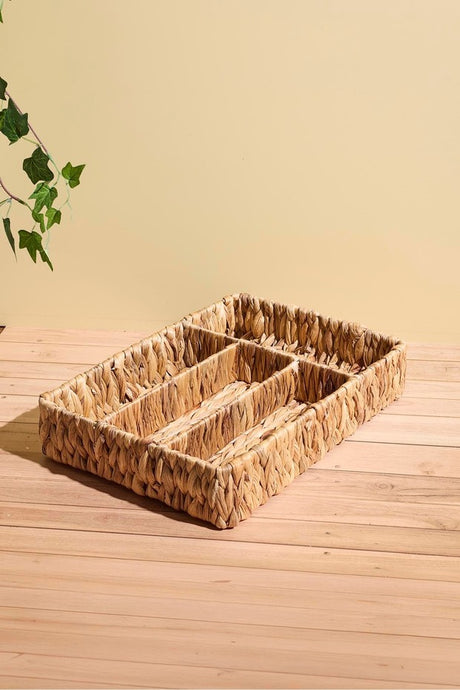 Wicker 4-Compartment Drawer Utensil Organizer
