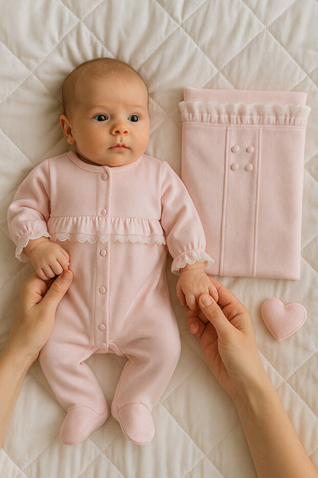 Girls' Ruffled Elegant Newborn 10-Piece Hospital Exit Baby Romper Set