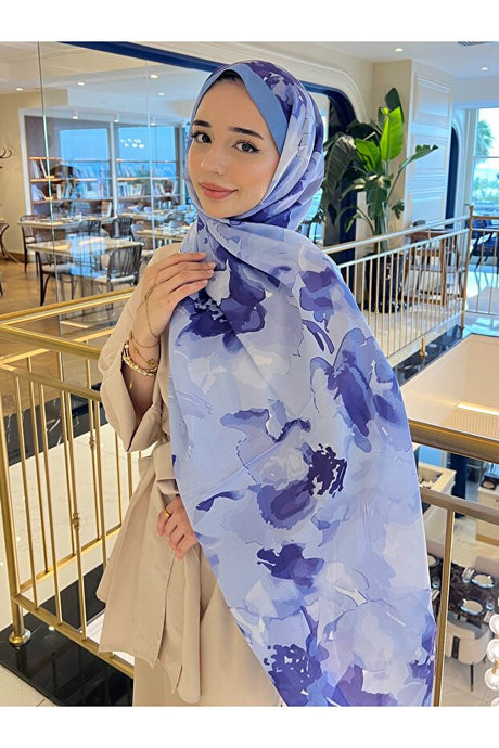 Retro Floral Cotton Shawl - Romantic Blue & Purple Series