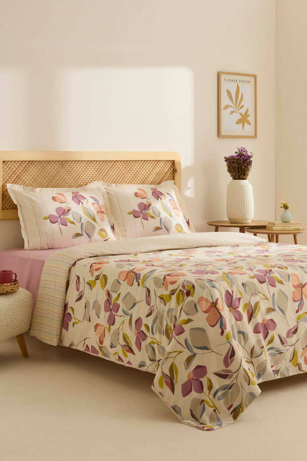 Piko Double Duvet Cover Set - Floral Design, 4-Piece