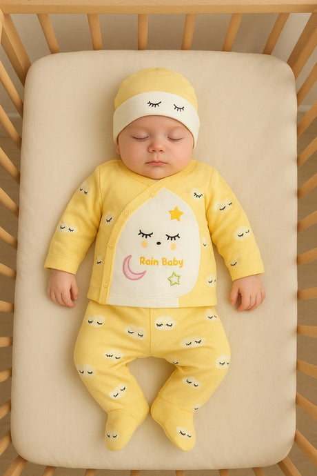 Premium Newborn Cloud Print Hospital Exit 3-Piece Baby Set - 3-Piece Set