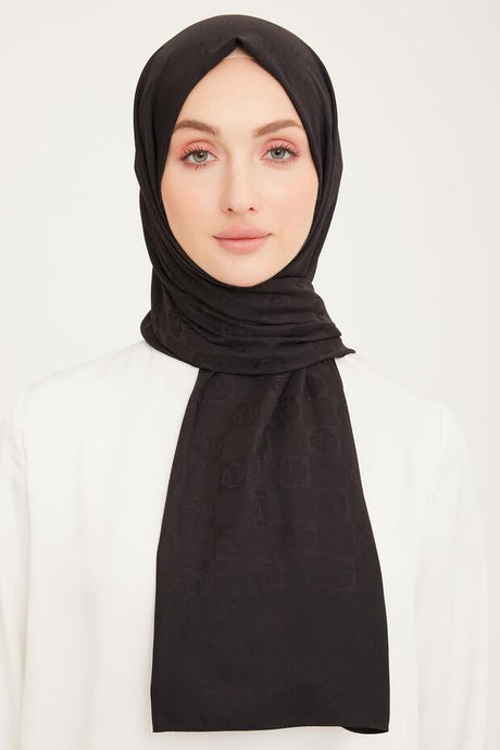 Jacquard Black A Logo Dama Pattern Shawl