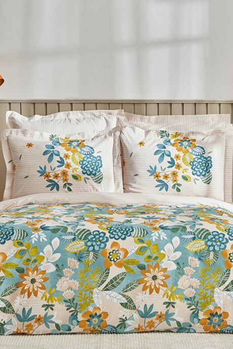 Botanical Double Duvet Cover Set - 100% Cotton, Green