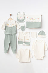 Newborn Baby 10-Piece Flower Embroidered Cotton Hospital Exit Set