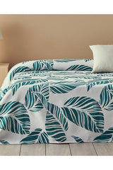 Leafy Wonder Double Size Cotton Bedspread - Green