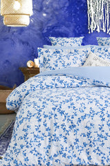 Double Size 4-Piece Cotton Duvet Cover Set - Ivy Blue