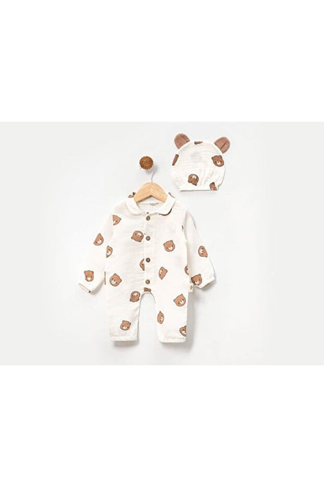 Baby Bear Muslin 100% Cotton Romper - Soft & Breathable Newborn Outfit