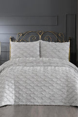 Vesya Double 3-Piece Grey Diamond Pique Bedding Set