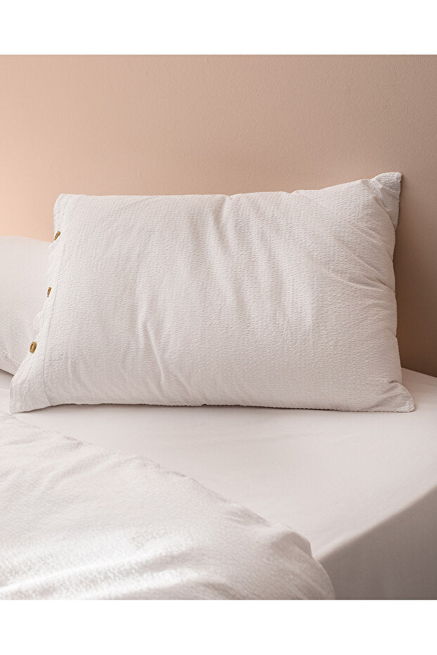 Linda Double Washed Seersucker Duvet Cover Set - White