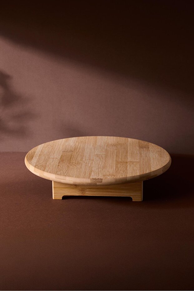 30 cm Round Bamboo Serving Stand - Ergonomic & Decorative